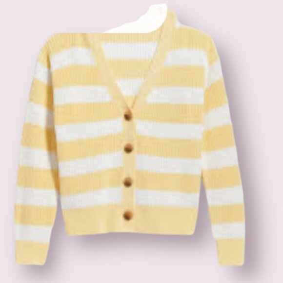 ⭐️Striped Lightweight Shaker-Stitch Art Coquette Hipster Hippie Cardigan Sweater - Picture 1 of 5
